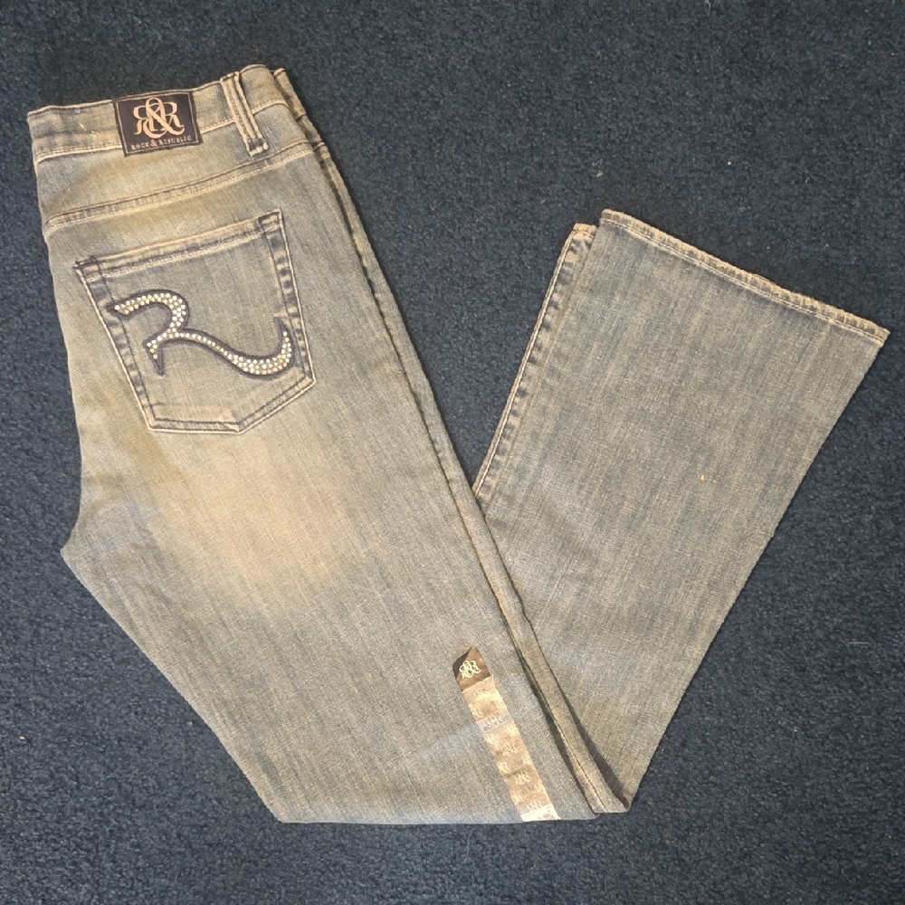 Rock & Republic Gray Jeans with Rhinestone Detail